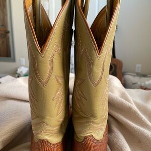 Tony Lama Green and Brown Heeled Boots